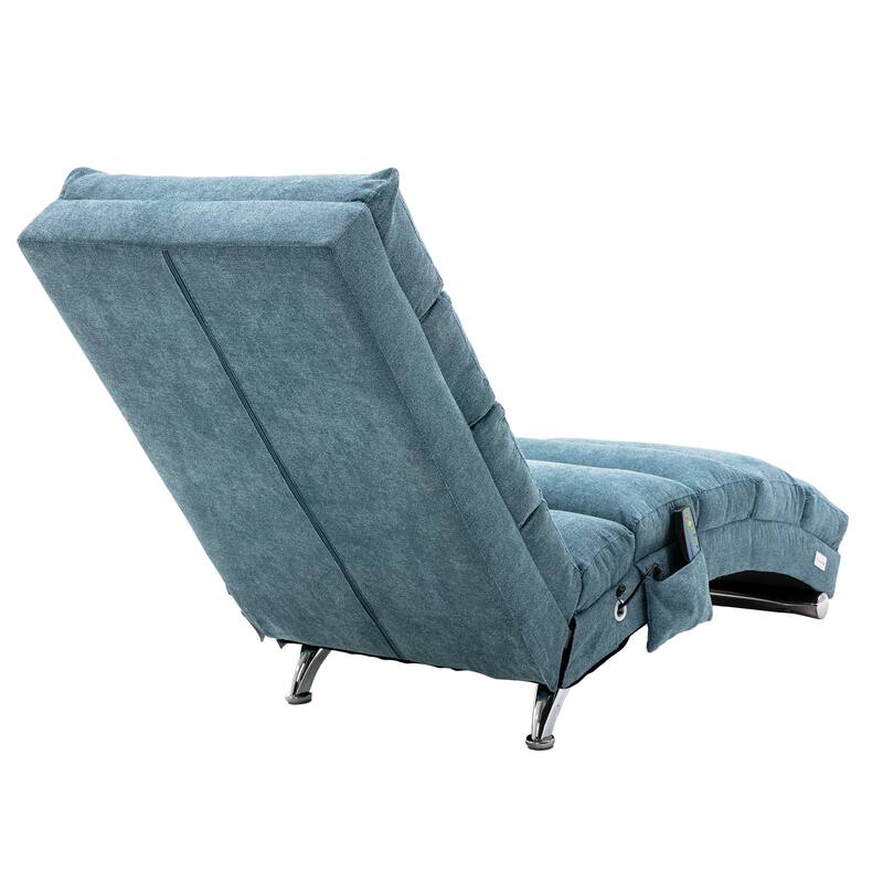 Luxury Upholstered Chaise Lounge Chair with Vibration for Relaxation, Fixed Back Fabric Leisure Recliner Sofa