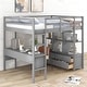 preview thumbnail 4 of 16, Full Size Multifunctional Loft Bed with Two Drawers, and Storage Shelves and Drawers-Gray