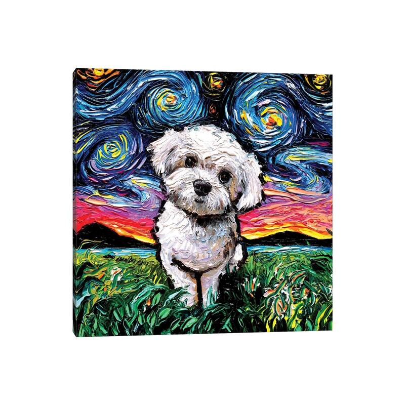 iCanvas "Maltipoo Night" by Aja Trier Canvas Print