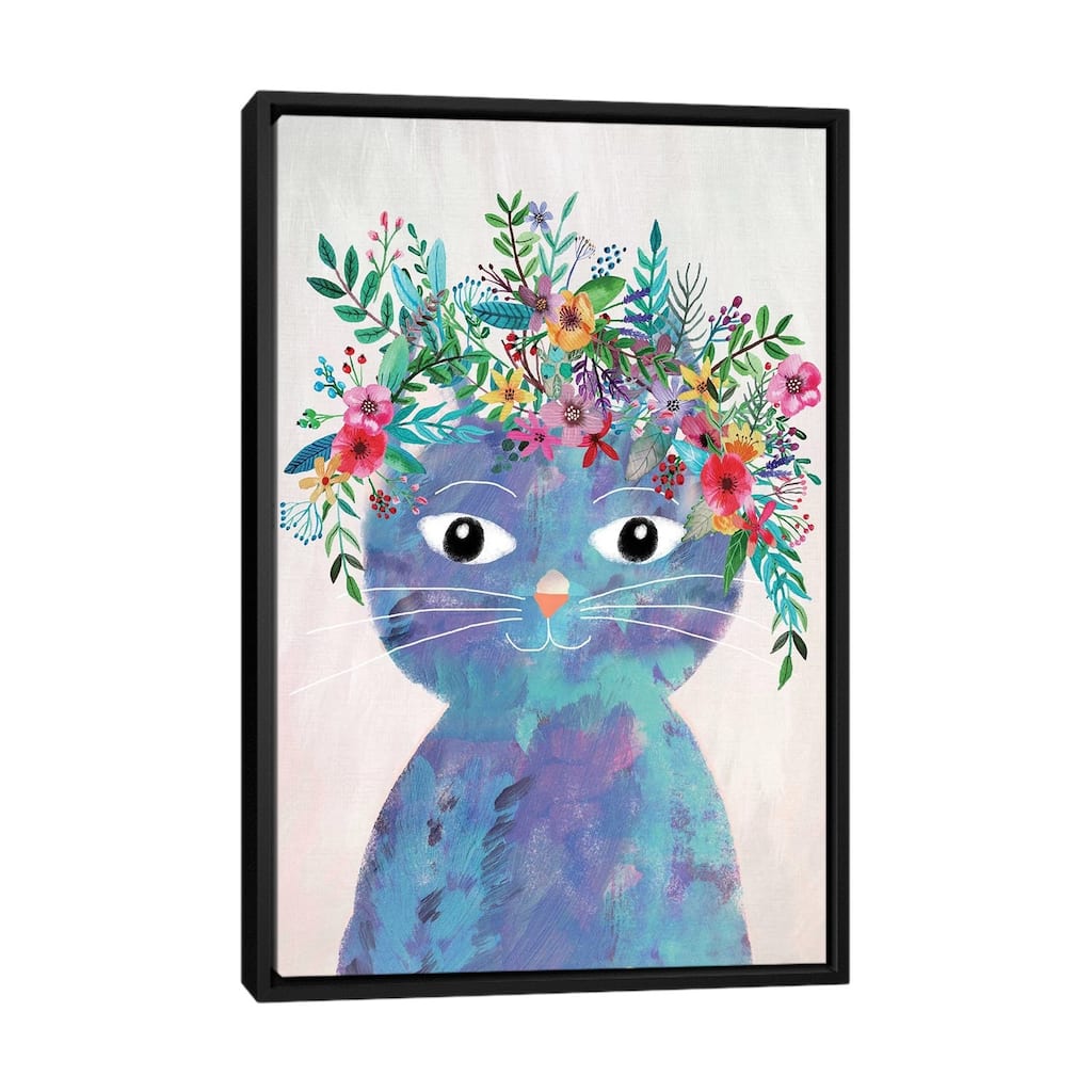 iCanvas "Flower Cat II" by Mia Charro Framed Canvas Print