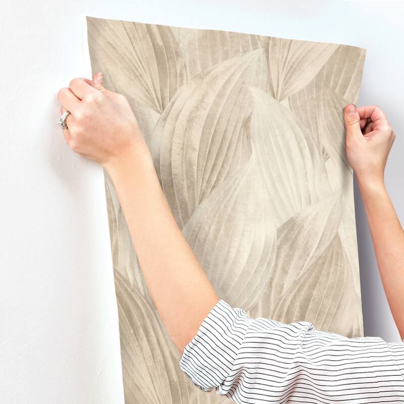 A-Street Prints Melora Beige Leaf Wallpaper