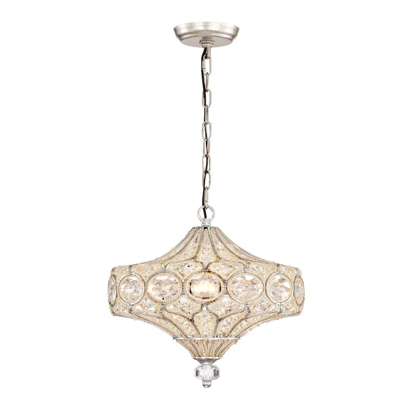 Rilo 4-light Antique Finish Carousel with Crystals Chandelier Ceiling Light - Antique-Silver