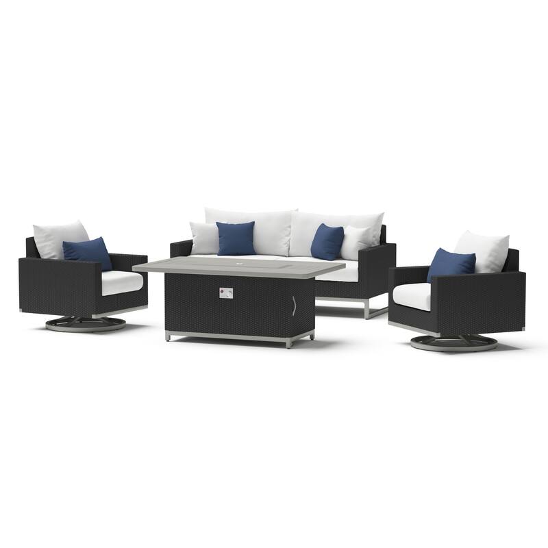Milo Espresso 4 Piece Sunbrella Outdoor Patio Motion Fire Set