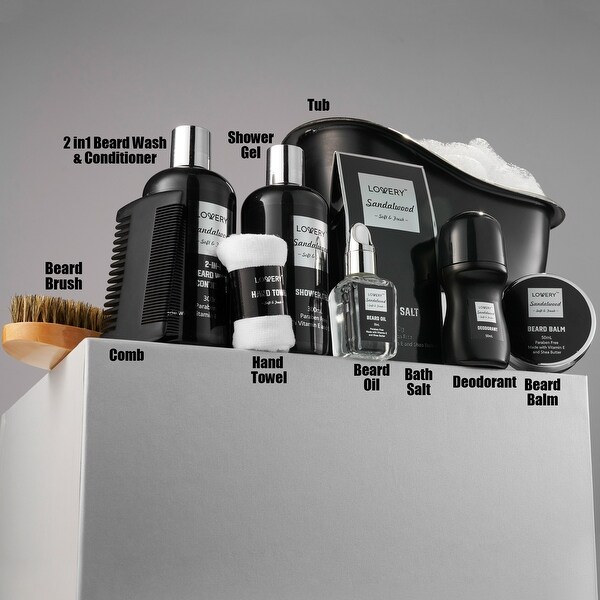 Deluxe Sandalwood Self Care Grooming Beard Kit 10pc Bath and Body