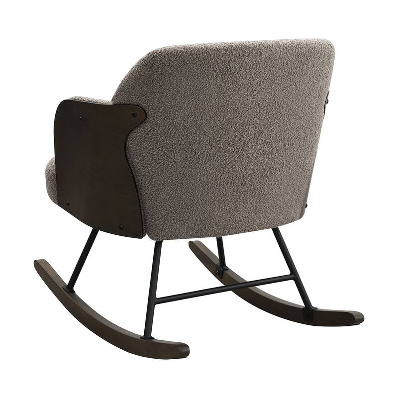 Boucle Upholstered Mid Back Rocking Chair with Metal Legs