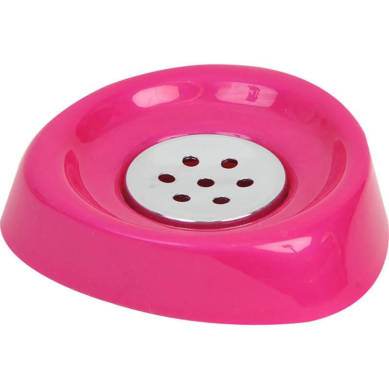 Soap Dish Cup Holder Drain Plug Design - 5 L x 5 W x 1 H - Pink