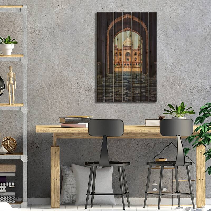 Tomb Of Safdar Jang Print On Wood by Manjik Pictures - Multi-Color