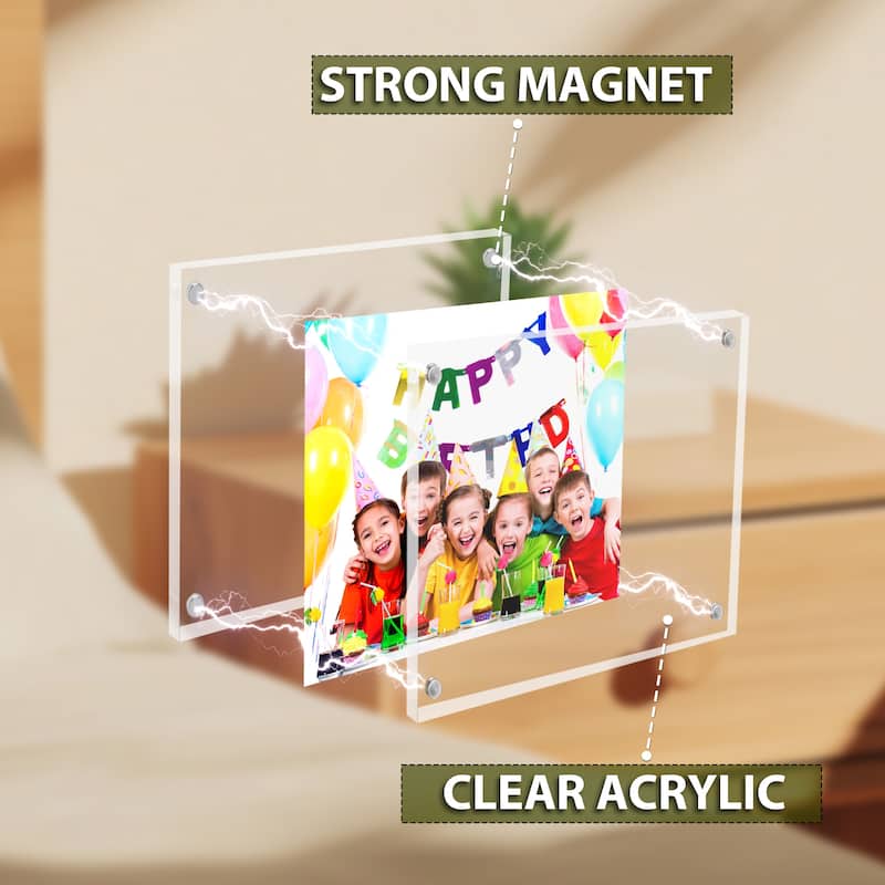 BP4U™ Magnetic Picture Frame, Double-Sided Tabletop Acrylic Picture Frame Freestanding for Desktop Display(3-Pack)