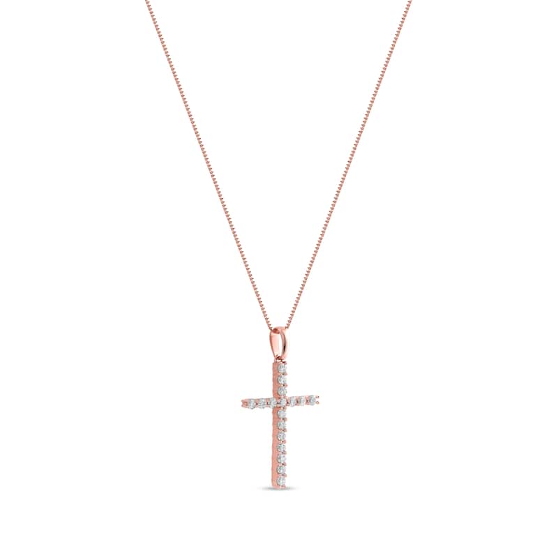 1/4ct TDW Lab-grown Diamond Cross Pendant Necklace in 14k Gold for Women