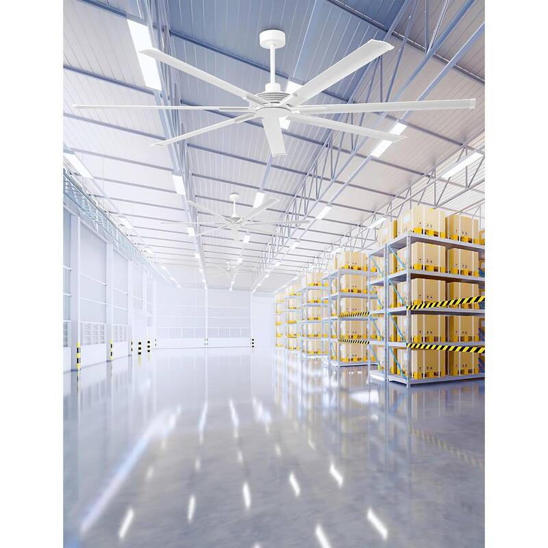 Ceiling Fan Modern 100" Industrial 7-Blade White Metal