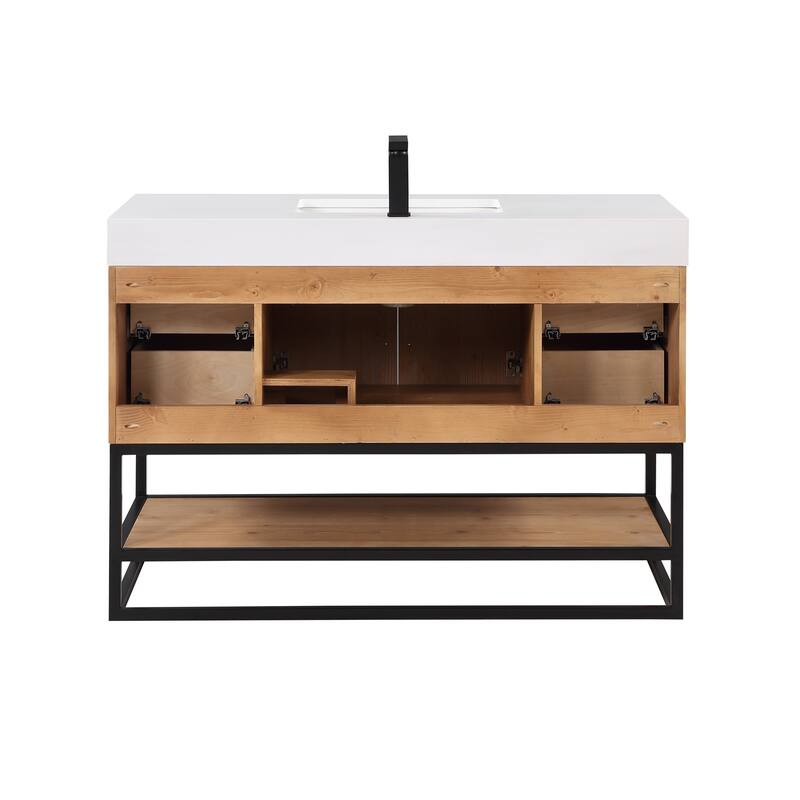 Altair Bianco Bath Vanity with White Composite Stone Top,no Mirror