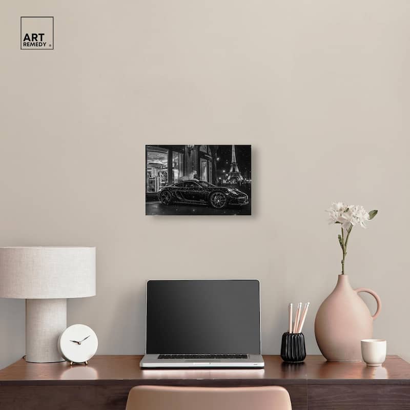 Glistening Cheetah and Car Canvas by Art Remedy, Gallery Wrapped