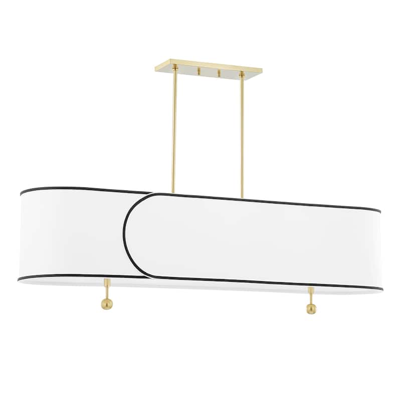 Mitzi by Hudson Valley Zara 5-Light Island-Light with White with Black Trim Belgian Linen