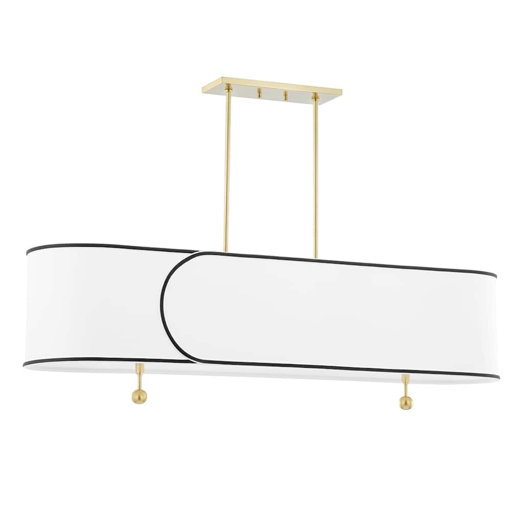 Mitzi by Hudson Valley Zara 5-Light Island-Light with White with Black Trim Belgian Linen