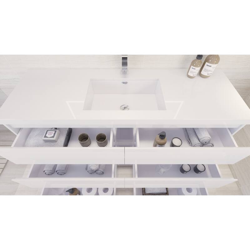 Aron 60'' Freestanding Vanity with Single Reinforced Acrylic Sink