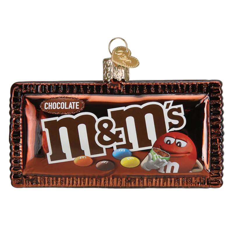 Old World Christmas M and Ms Chocolate Candy Christmas Holiday Ornament Glass - Multi