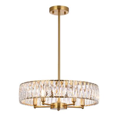 22-Inch Gold Metal Chandelier With Clear Crystals