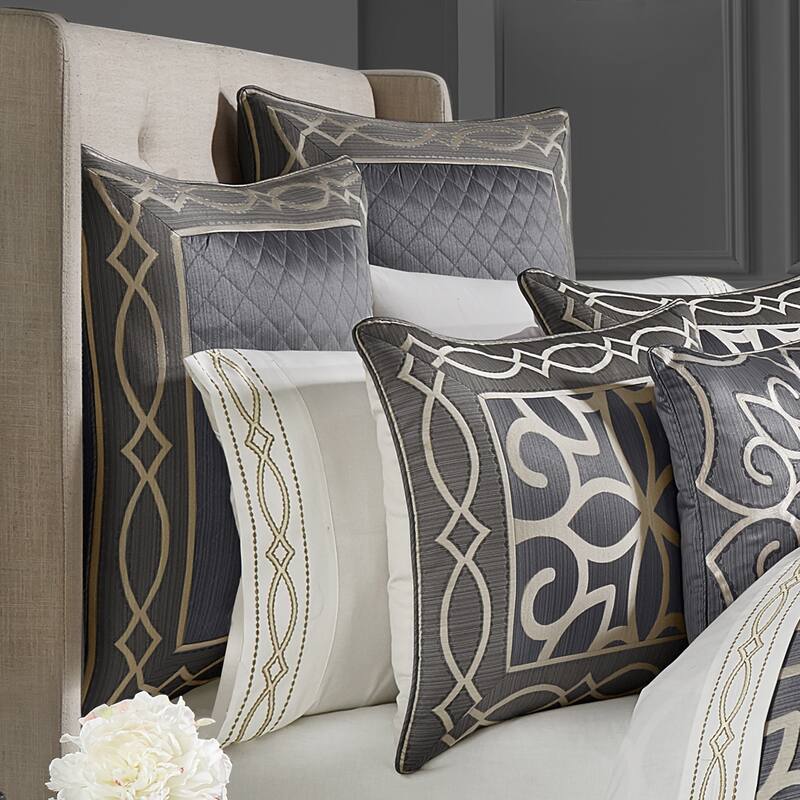 J. Queen New York Deco Charcoal Euro Sham - Euro Square - Charcoal