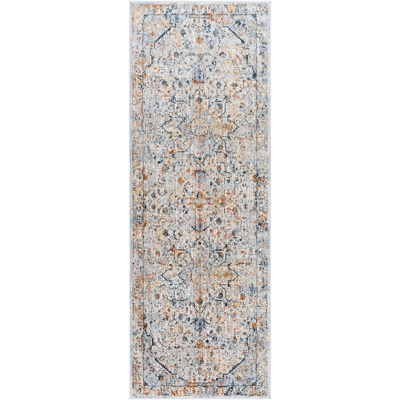 Livabliss Traditional Laila Medallion Area Rug - 2'7" x 7'3" - Mustard/Teal