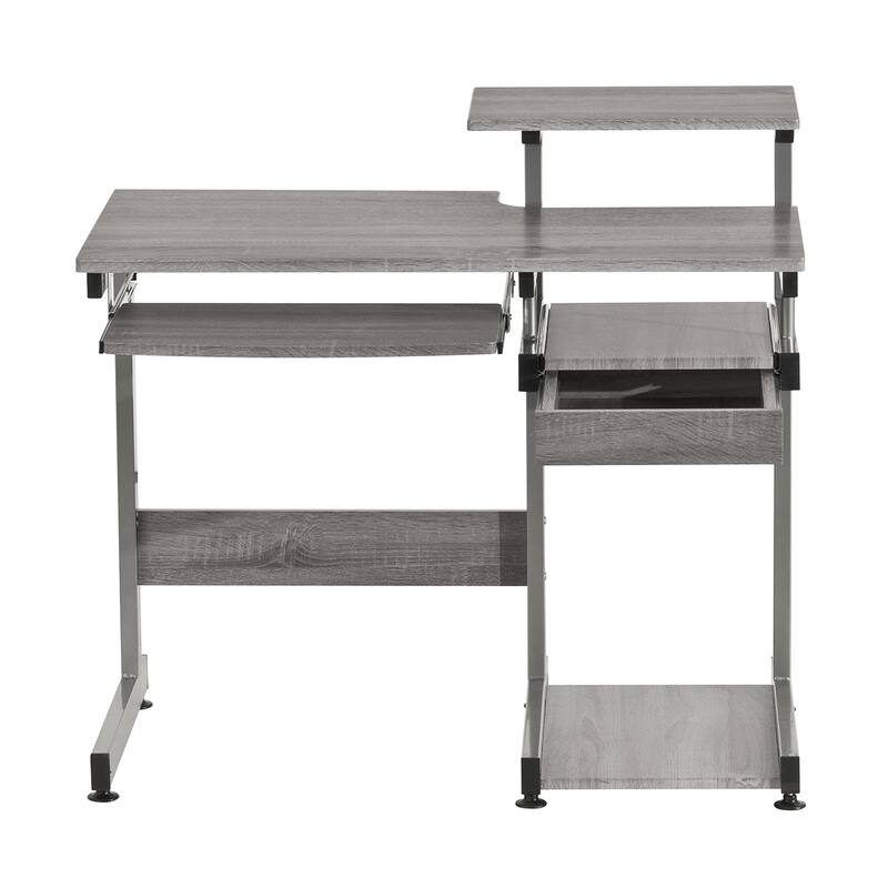 Space-Saving Computer Desk with Keyboard Shelf, CPU Storage, and Moisture-Resistant Wood Finish for Home Office