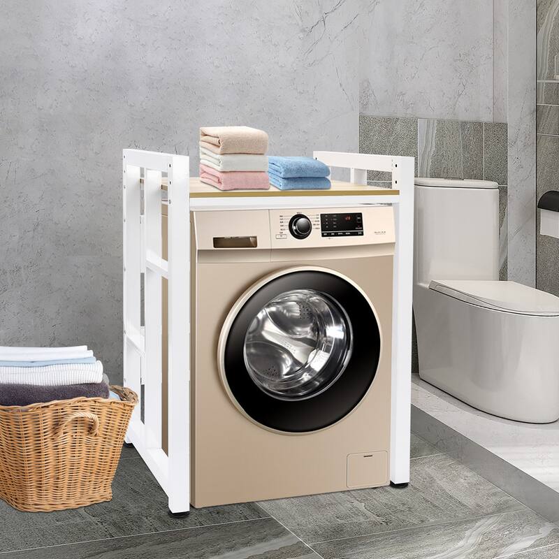 Rectangular Dryer Storage Shelf Organizer Bathroom Rack - White
