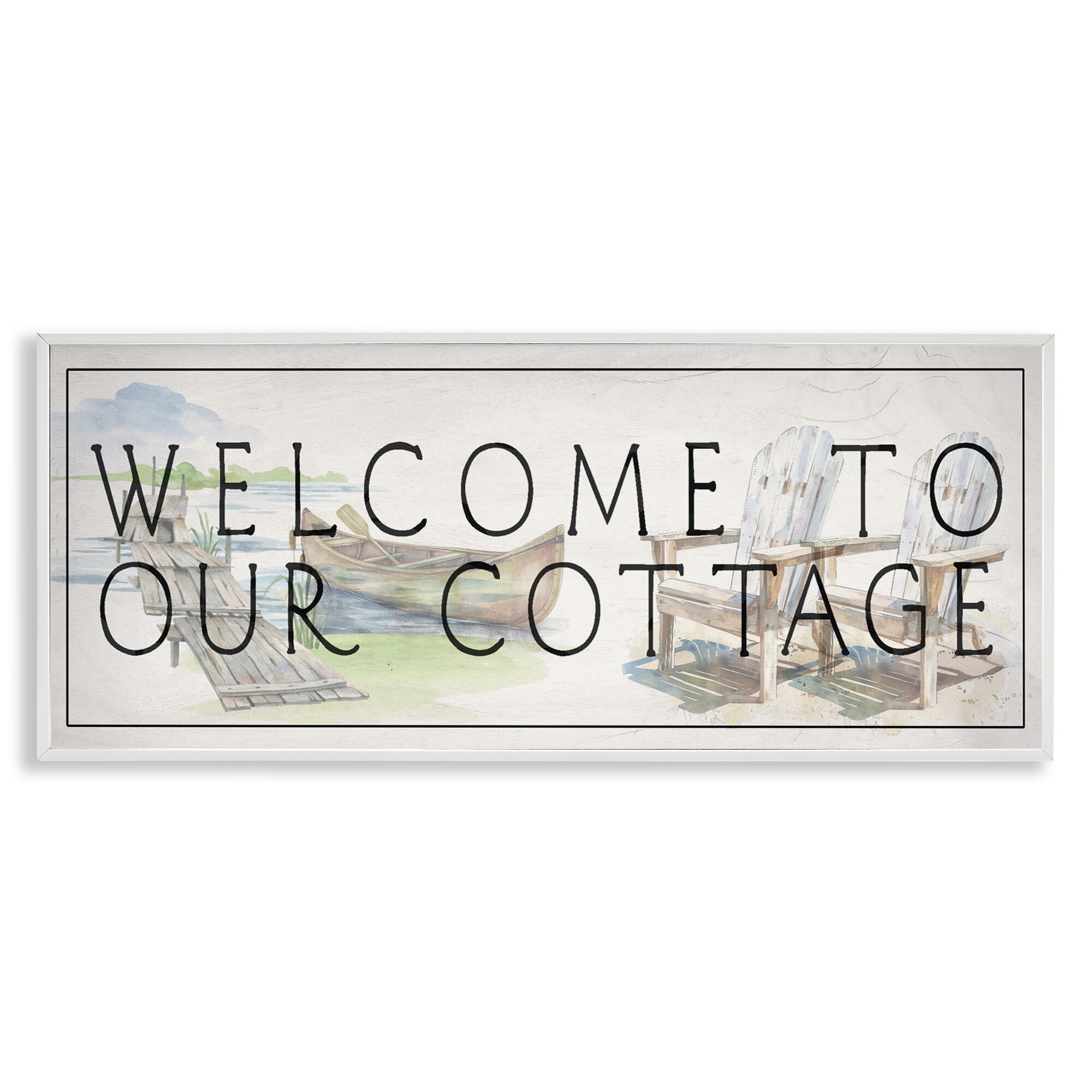 Stupell Welcome Cottage at Lake's Edge Framed Giclee Art Design By Lil' Rue