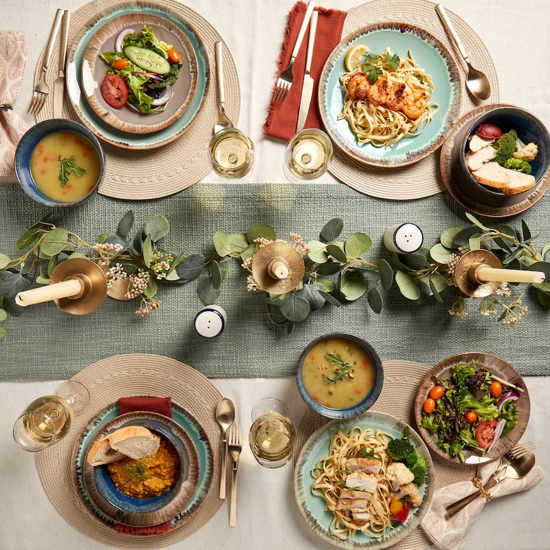Tabletops Gallery Tuscon Multi-color Stoneware 12-piece Dinnerware Set