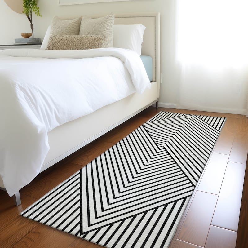 Premium Washable Super Soft Modern Geo Mayfield Rug - White - 2'3" x 7'6"