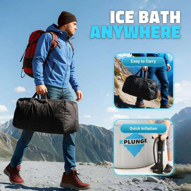 Arctic 1-Person Inflatable Cold Plunge Ice Bath Tub/Hot Tub with PVC Insulated Lid, Pump, and Repair Kit in Gray