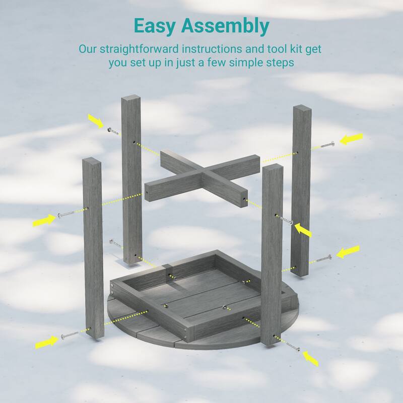 HDPE All-weather Outdoor Side Table, Easy Install Patio Table