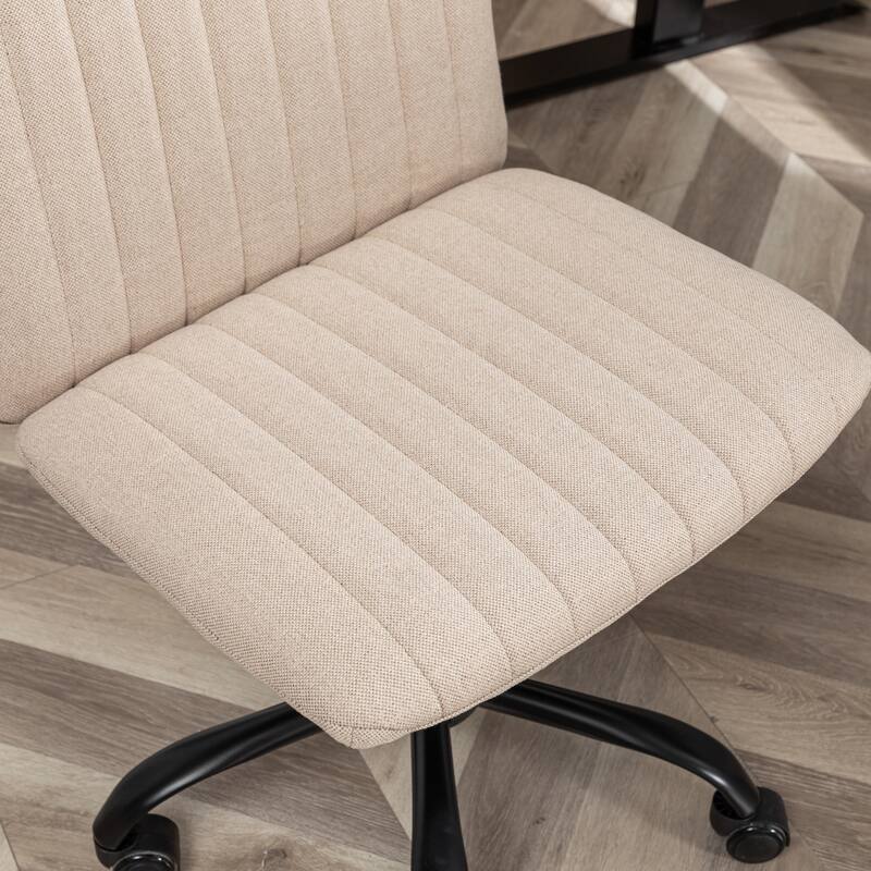 Armless Swivel Office Chair with Metal Base, 360 Swivel Ergonomic Computer Chair, Adjustable Height Fabric Task Chair - N/A