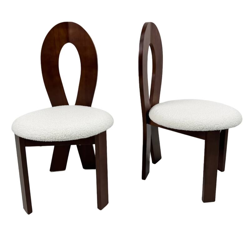 Upholstered Dining Chairs Set of 2, Modern Side Chairs with Round Seats and Backs, Solid Wood Frame Chairs for Home