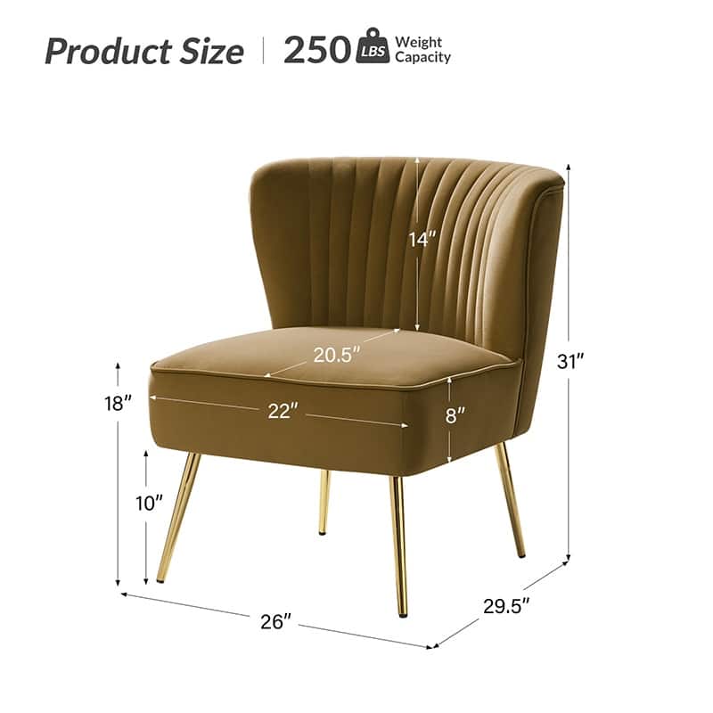 Monica 22''W Upholstered Modern Tufted Accent Side Chair with Gold Legs by HULALA HOME