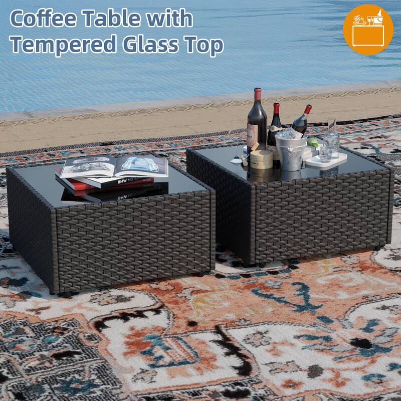 10-Piece Sectional Seating Group with Cushion, Wicker Sectional Sofa