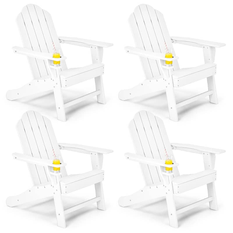 Costway 4PCS Patio Adirondack Chair Weather Resistant Garden Deck - 34'' x 31'' x 37''