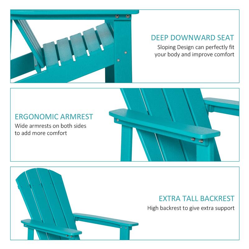 Outsunny Plastic Adirondack Chair, HDPE Fire Pit Chair with High Back for Backyard, Garden