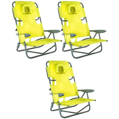 Ostrich On-Your-Back Outdoor Lounge 5 Position Reclining Beach Chair (3 Pack) - 9.6