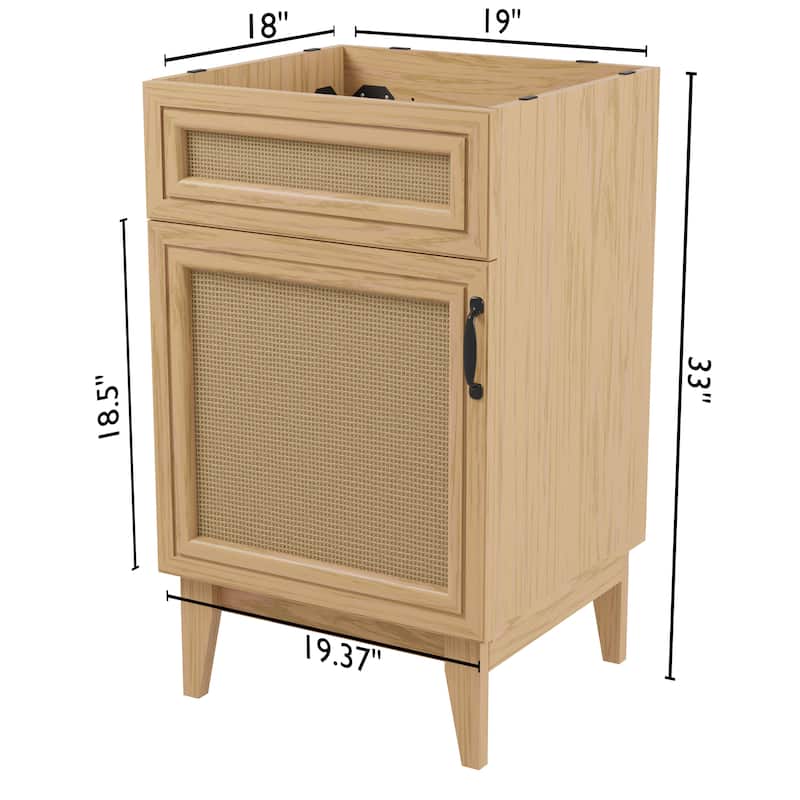 Ancillary Rattan Modern Farmhouse 2-Shelf Bath Vanity Cabinet Only (Sink Basin not Included), by JONATHAN Y