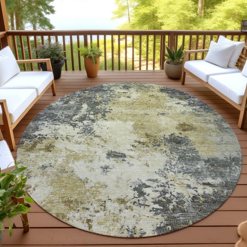 Machine Washable Indoor/ Outdoor Casual Contemporary Chantille Rug - Pewter - 8' x 8'