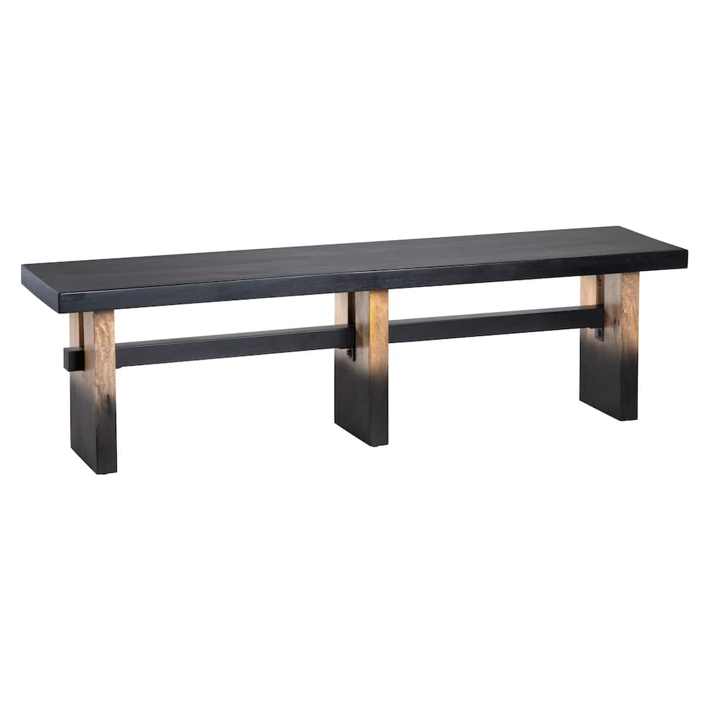 65 in. Black Accent Bench with Black Solid Wood Frame