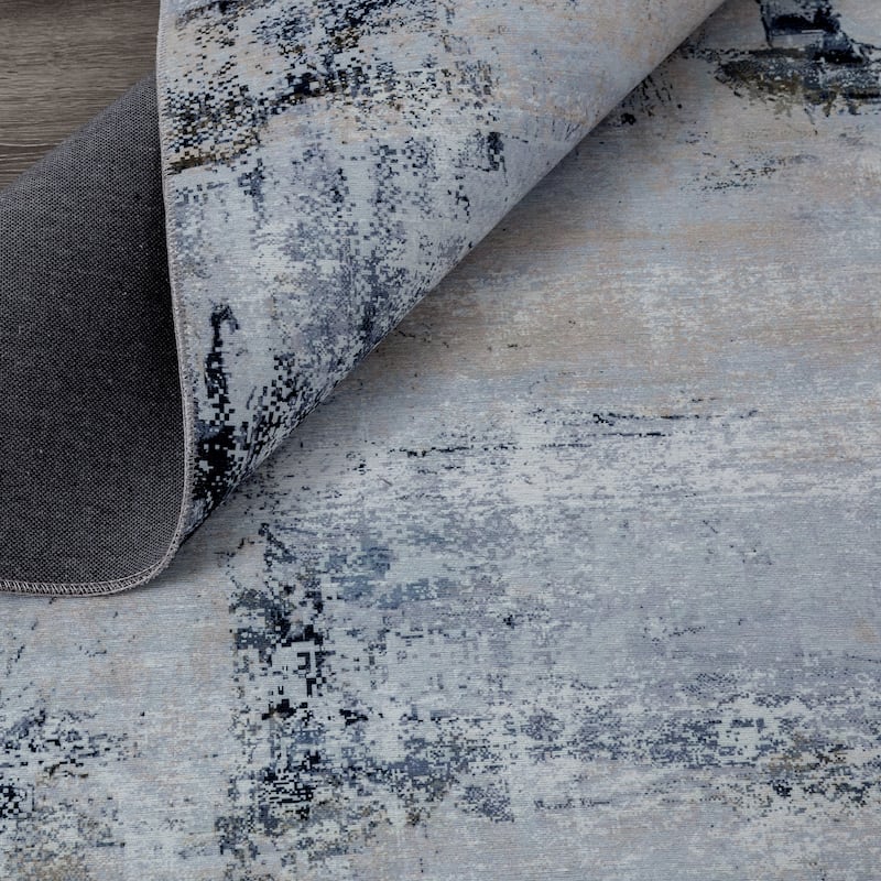 Abstract Grey/Blue Area Rug