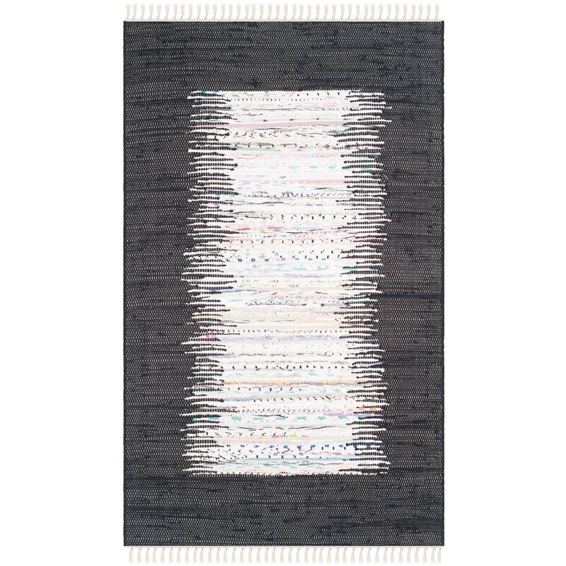 SAFAVIEH Handmade Flatweave Montauk Sidney Cotton Rug - 3' x 5' - Ivory/Black