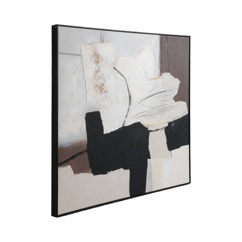 Canvas Art Wood Frame Abstract Modern Design - 40" Black, Brown