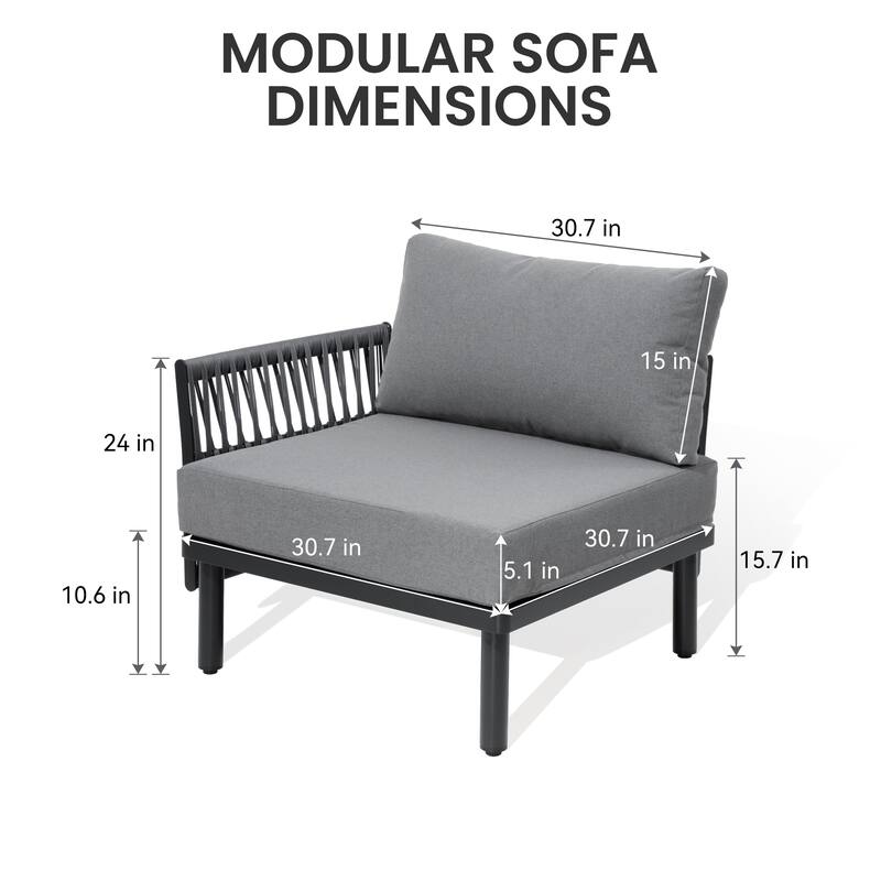 2/4/6/8-Seat Modular All-Weather Aluminum Outdoor Sectional Sofa Set with Deep Seating Patio Conversation Set