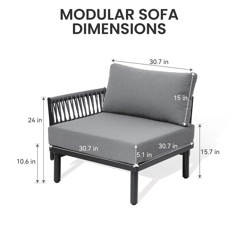 Outdoor Modular All-Weather Aluminum Cushioned Sectional Sofa Set with Deep Seating Patio Conversation Set