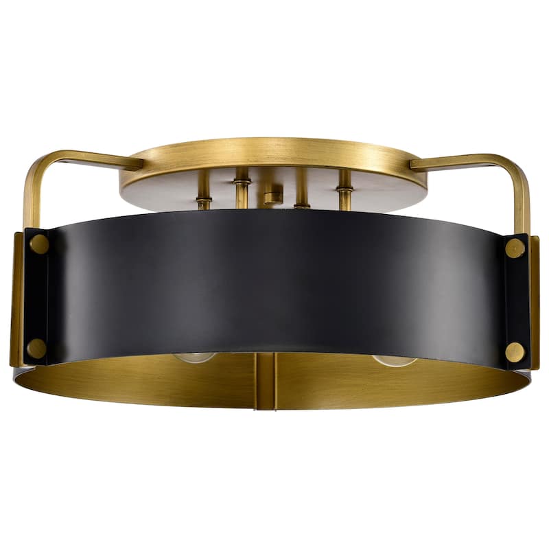 Altos 4 Light Semi Flush - Matte Black and Natural Brass Finish