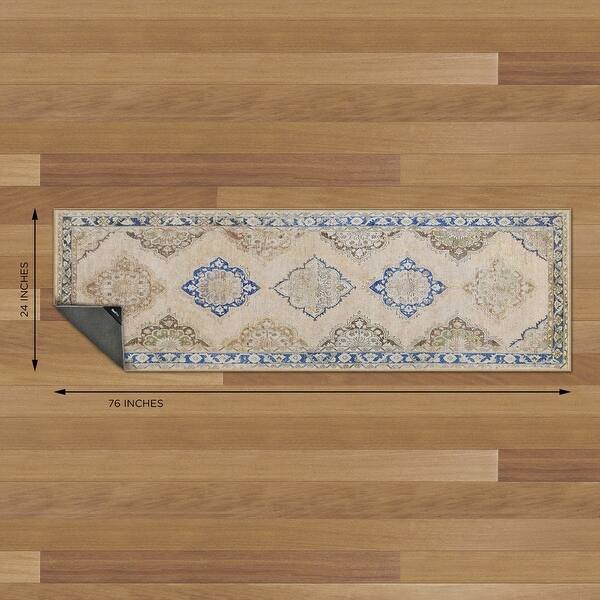 NeverMove Washable Designer Rug by GelPro 24x76 Jillian Sand 24"x76