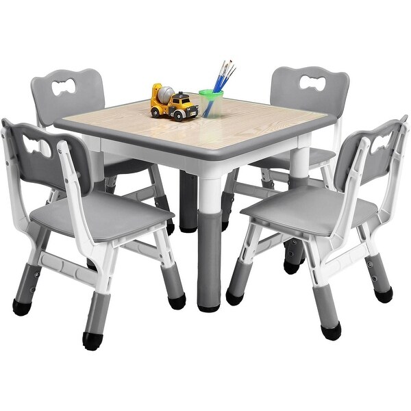 Height-Adjustable Foldable Kids Table and Ergonomic Chair Set - On