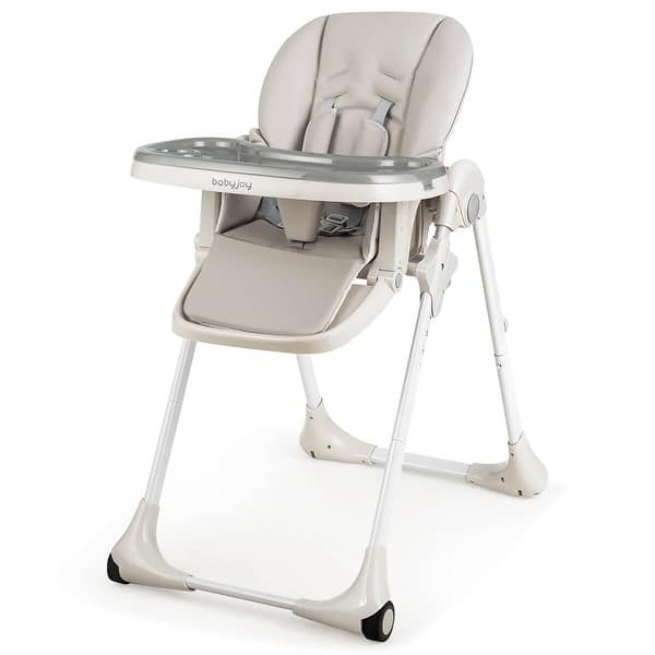 slide 2 of 9, Gymax Baby High Chair w/ 7 Height & 3 Footrest Adjustable Cup holder 2 Grey