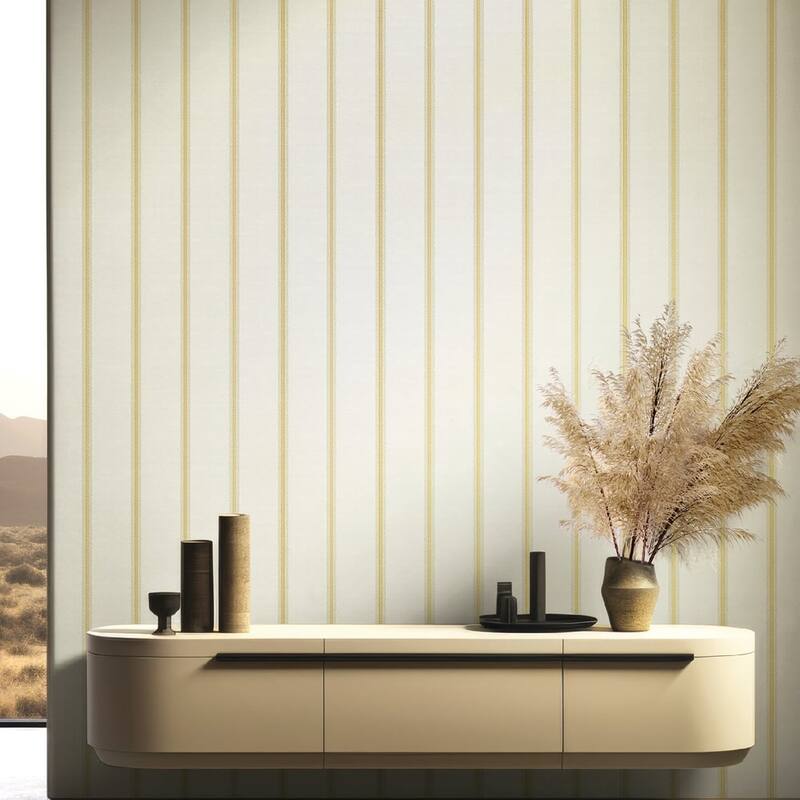 Galerie Wallcoverings Classic Italian Collection Silky Stripe Vinyl on Non-woven Metallic Wallpaper Roll